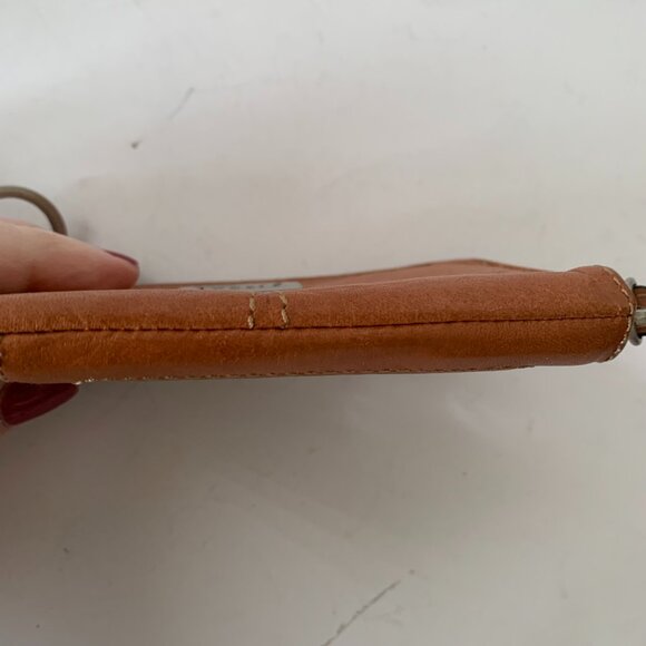 VINTAGE FOSSIL COIN KEY CHAIN BROWN LEATHER WALLET POUCH - Picture 7 of 8